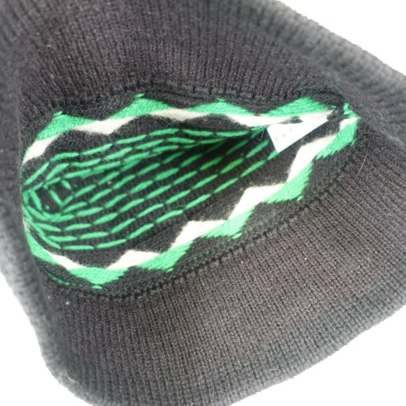 KNITS by HART USA Men's Black Green Ski Hat OS Beanie 100% Wool Winter Cozy - Picture 8 of 10